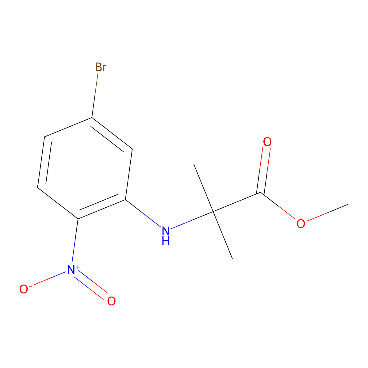 Methyl 2-[(5-bromo-2-nitrophenyl)amino]-2-methylpropanoate molecular structure, CAS 1803589-02-7