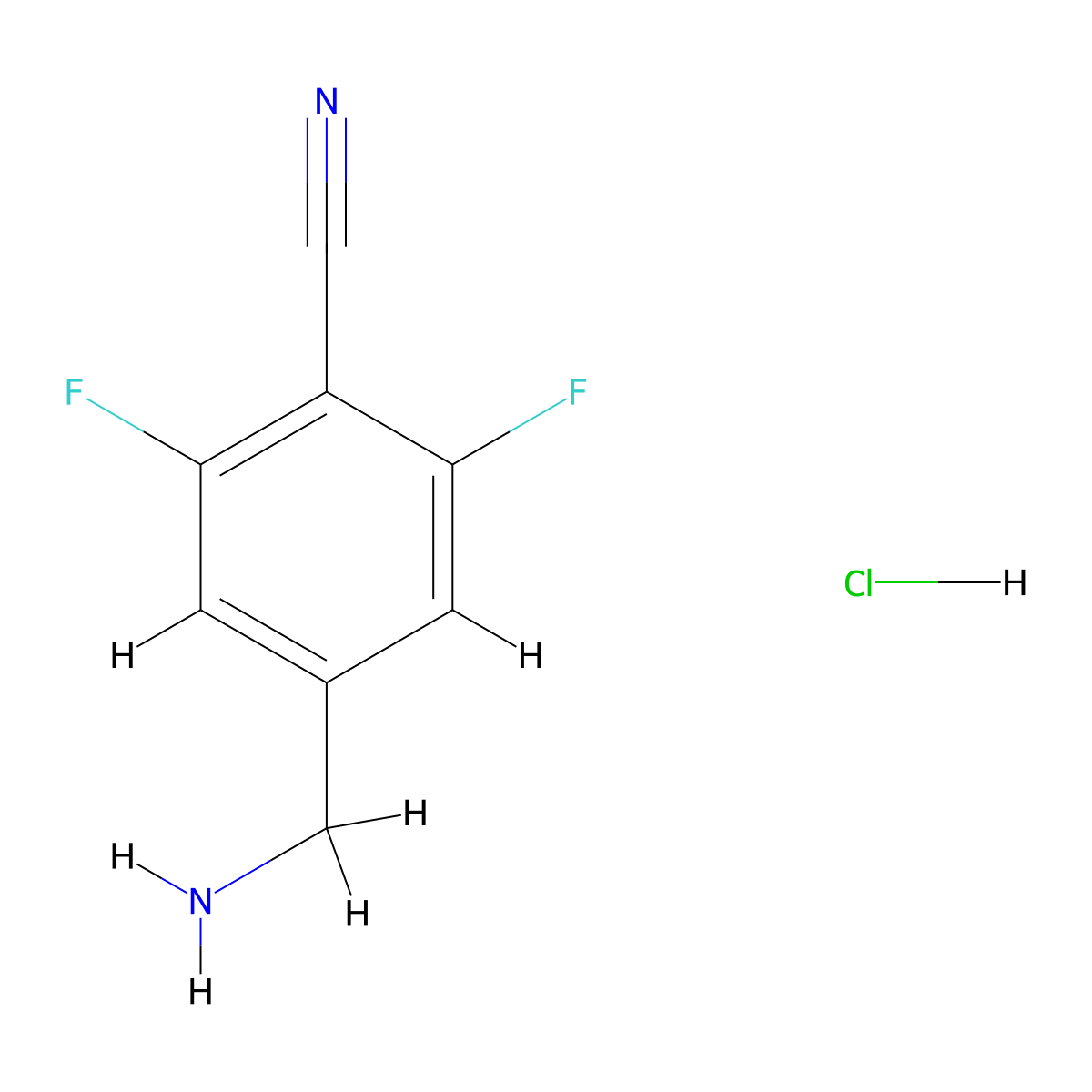 4-(Aminomethyl)-2,6-difluorobenzonitrile hydrochloride molecular structure, CAS 1803589-03-8