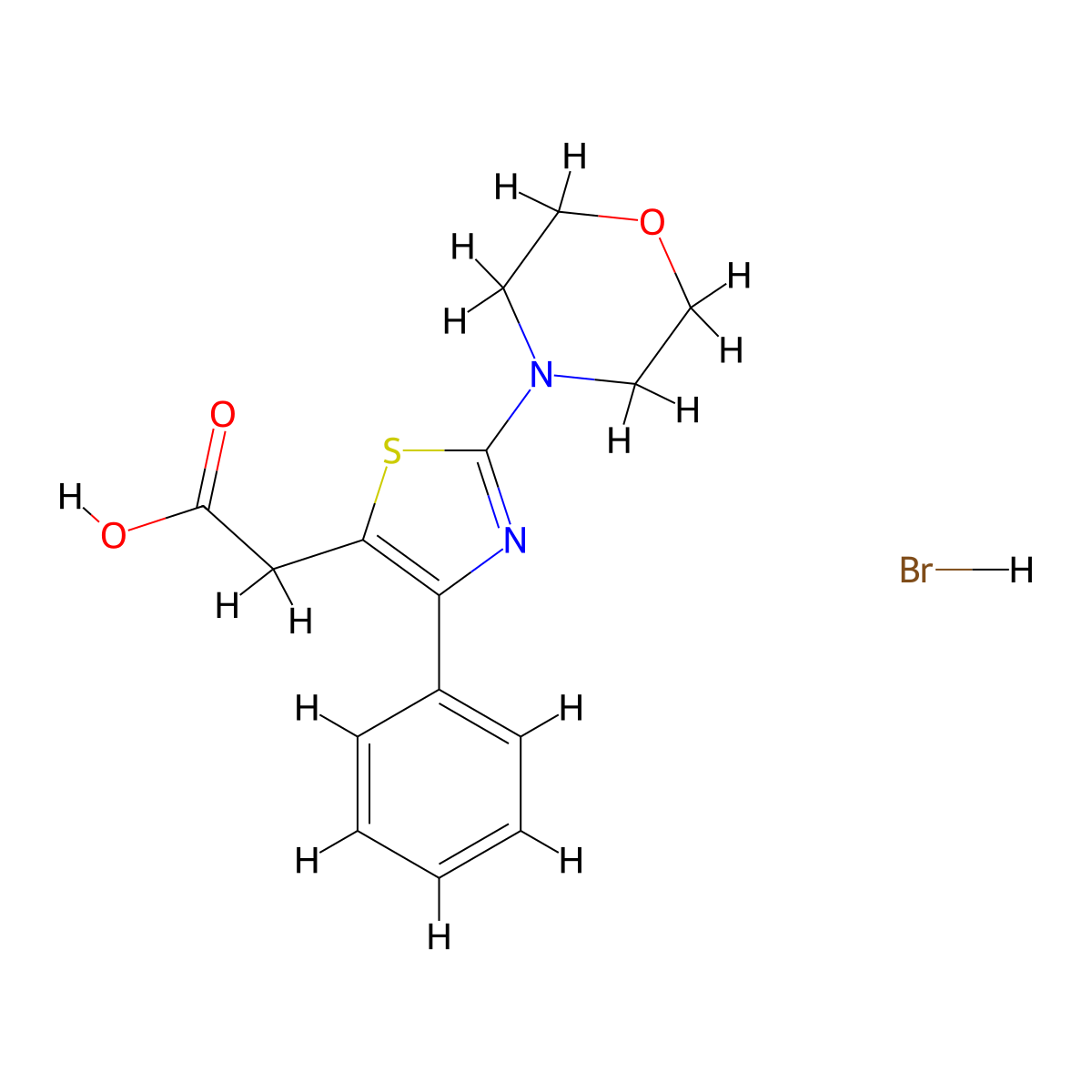 2-[2-(Morpholin-4-yl)-4-phenyl-1,3-thiazol-5-yl]acetic acid hydrobromide molecular structure, CAS 1803589-09-4