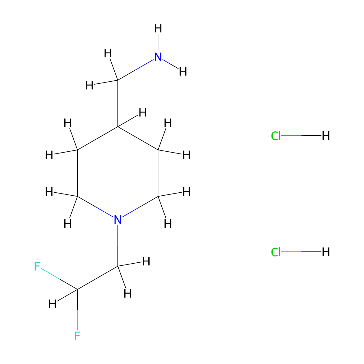 (1-(2,2-Difluoroethyl)piperidin-4-yl)methanamine dihydrochloride molecular structure, CAS 1803589-14-1