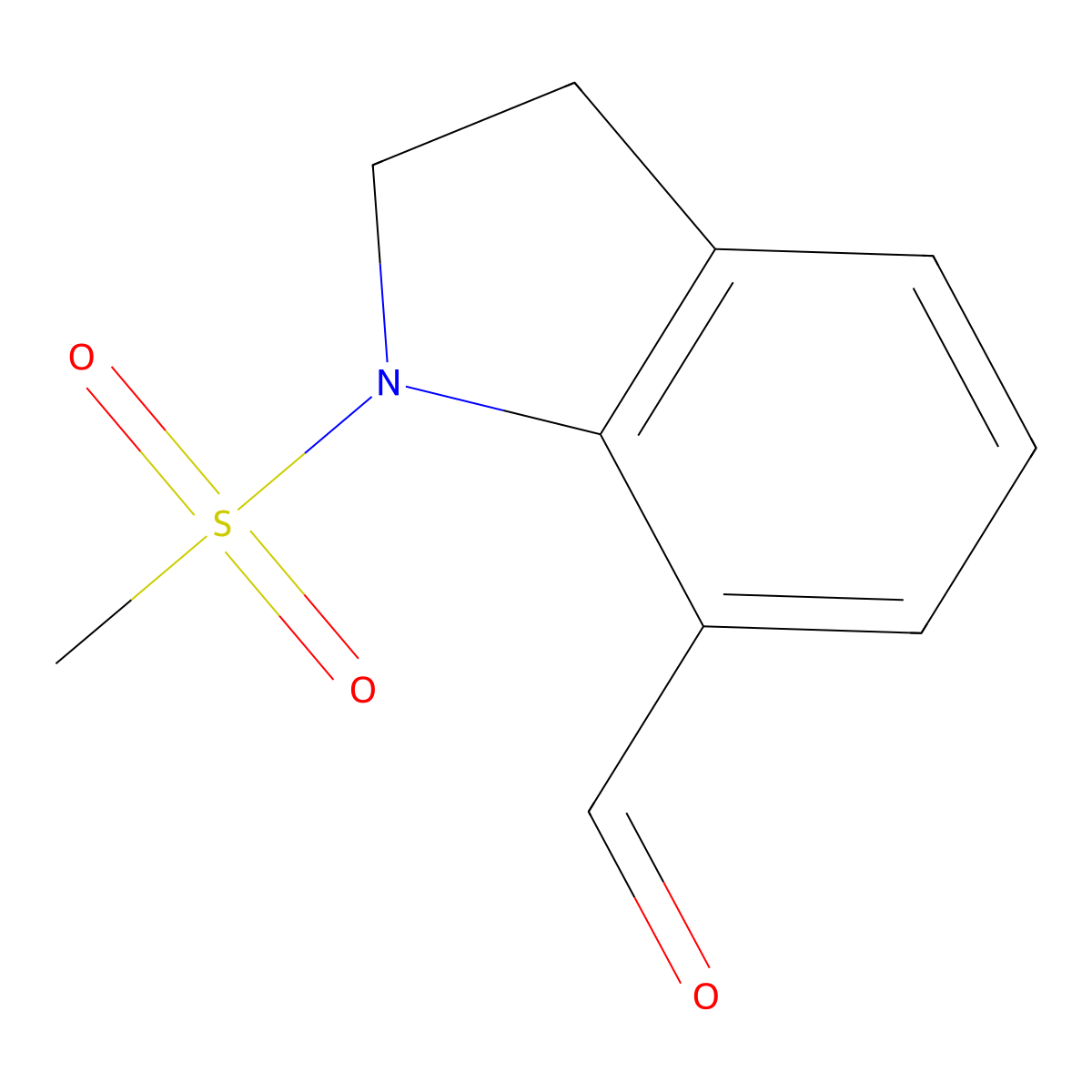 1-methanesulfonyl-2,3-dihydro-1H-indole-7-carbaldehyde molecular structure, CAS 1803589-15-2