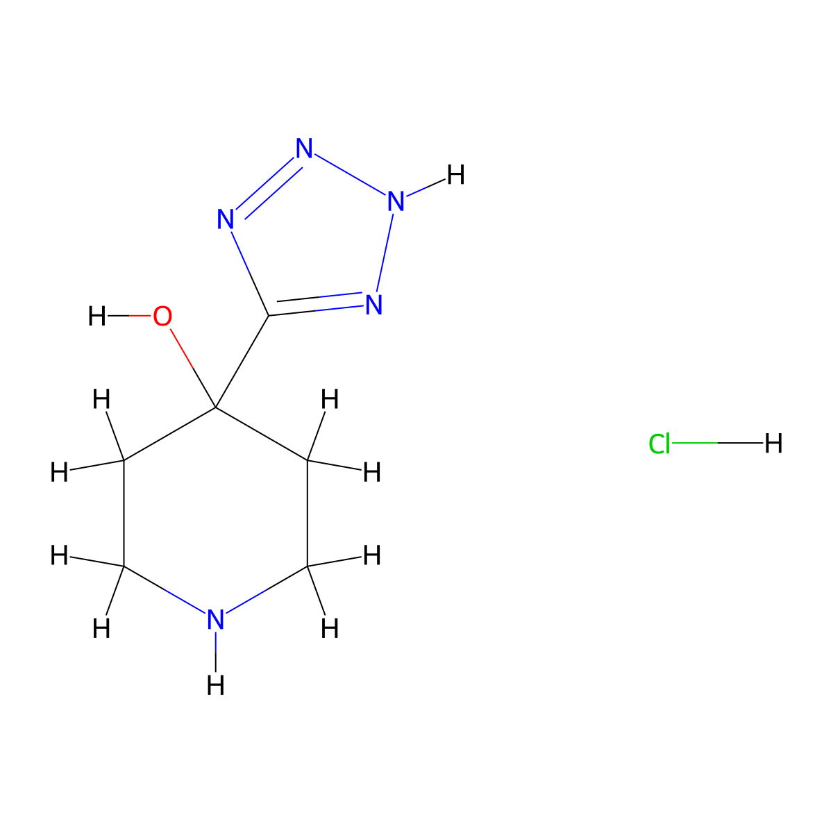 4-(1H-1,2,3,4-tetrazol-5-yl)piperidin-4-ol hydrochloride molecular structure, CAS 1803589-30-1
