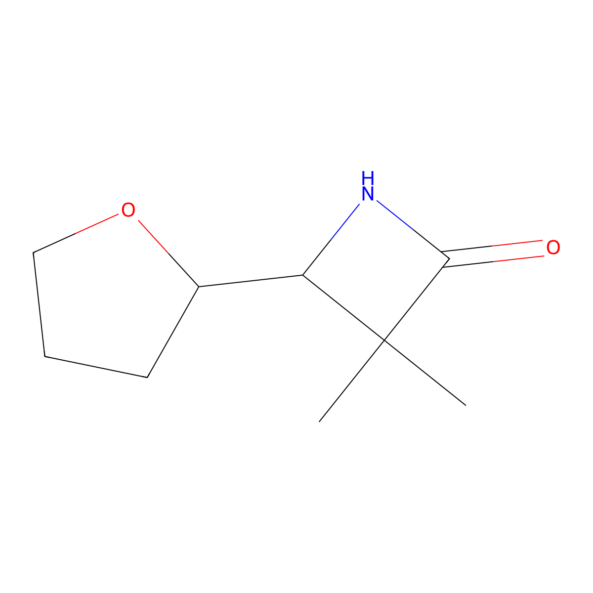 3,3-Dimethyl-4-(oxolan-2-yl)azetidin-2-one molecular structure, CAS 1803589-31-2