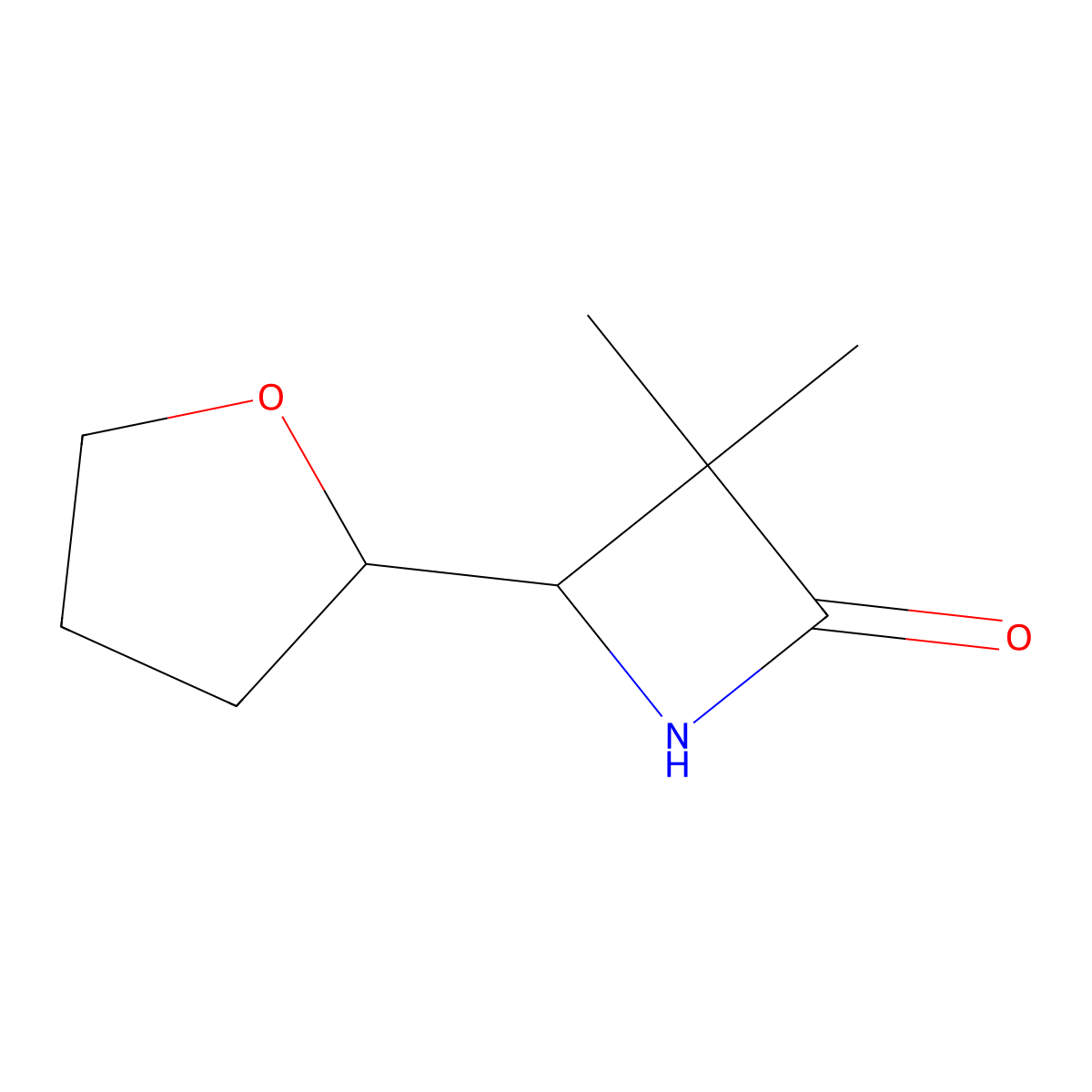 3,3-Dimethyl-4-(oxolan-2-yl)azetidin-2-one molecular structure, CAS 1803589-31-2