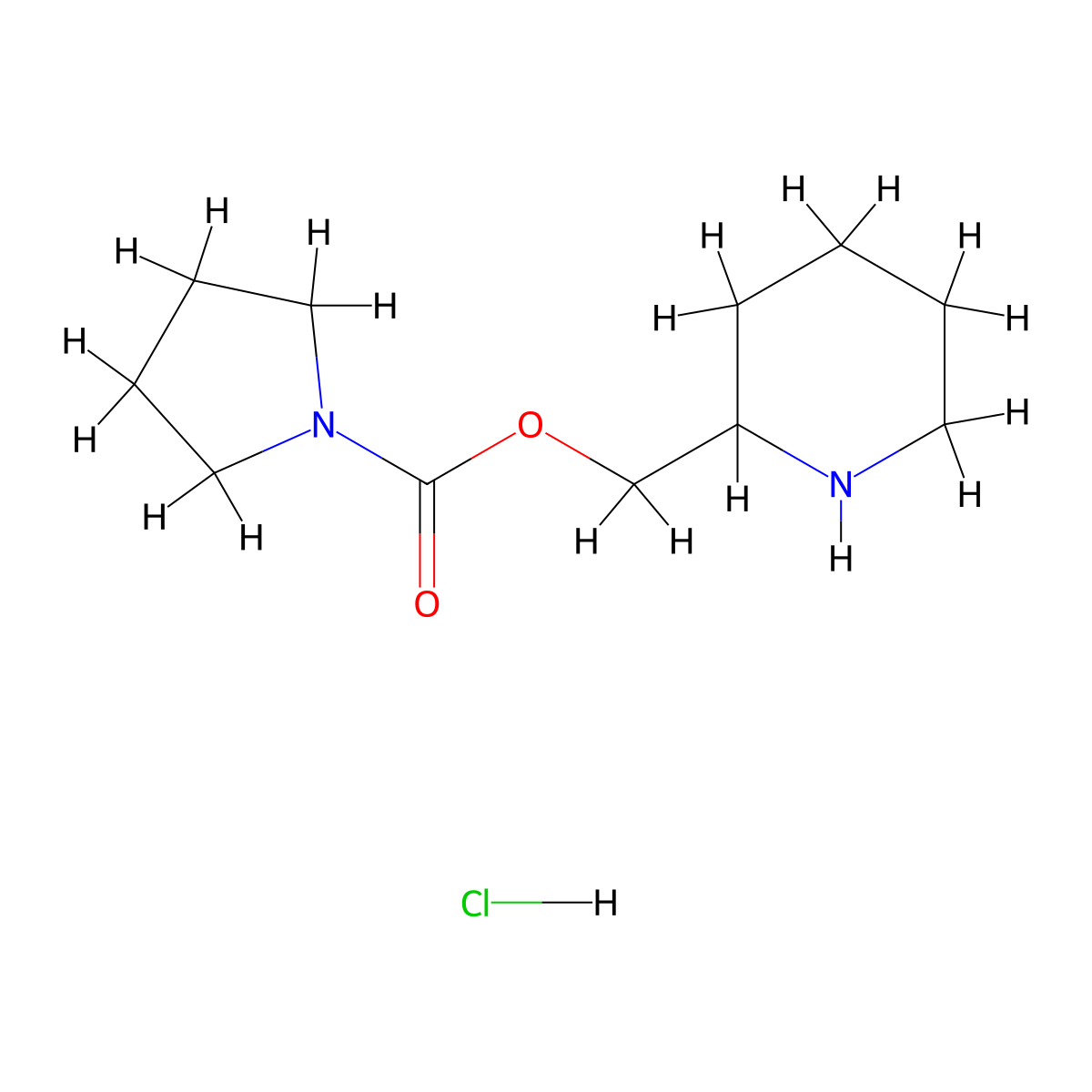 (Piperidin-2-yl)methyl pyrrolidine-1-carboxylate hydrochloride molecular structure, CAS 1803589-32-3