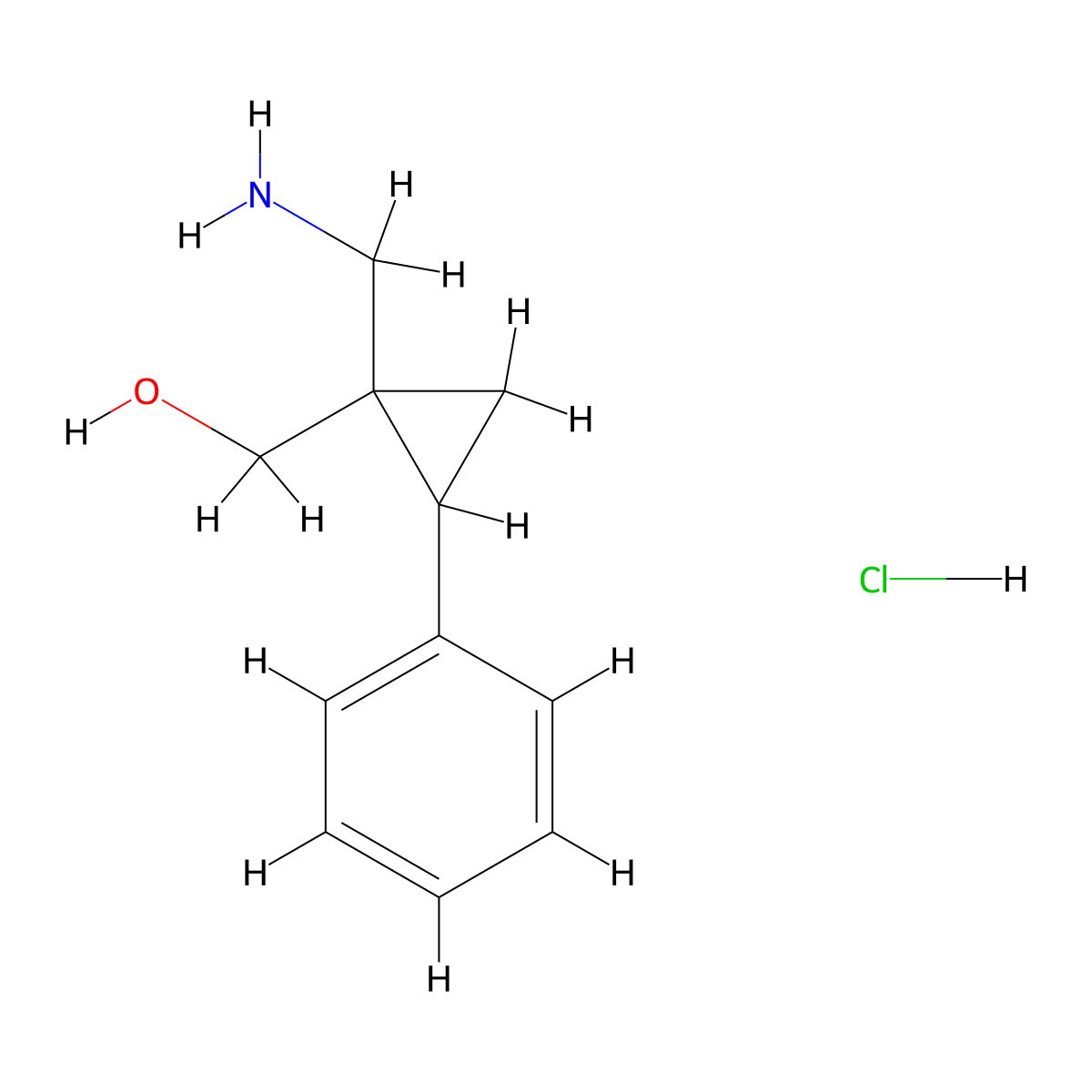 [1-(Aminomethyl)-2-phenylcyclopropyl]methanol hydrochloride molecular structure, CAS 1803589-36-7