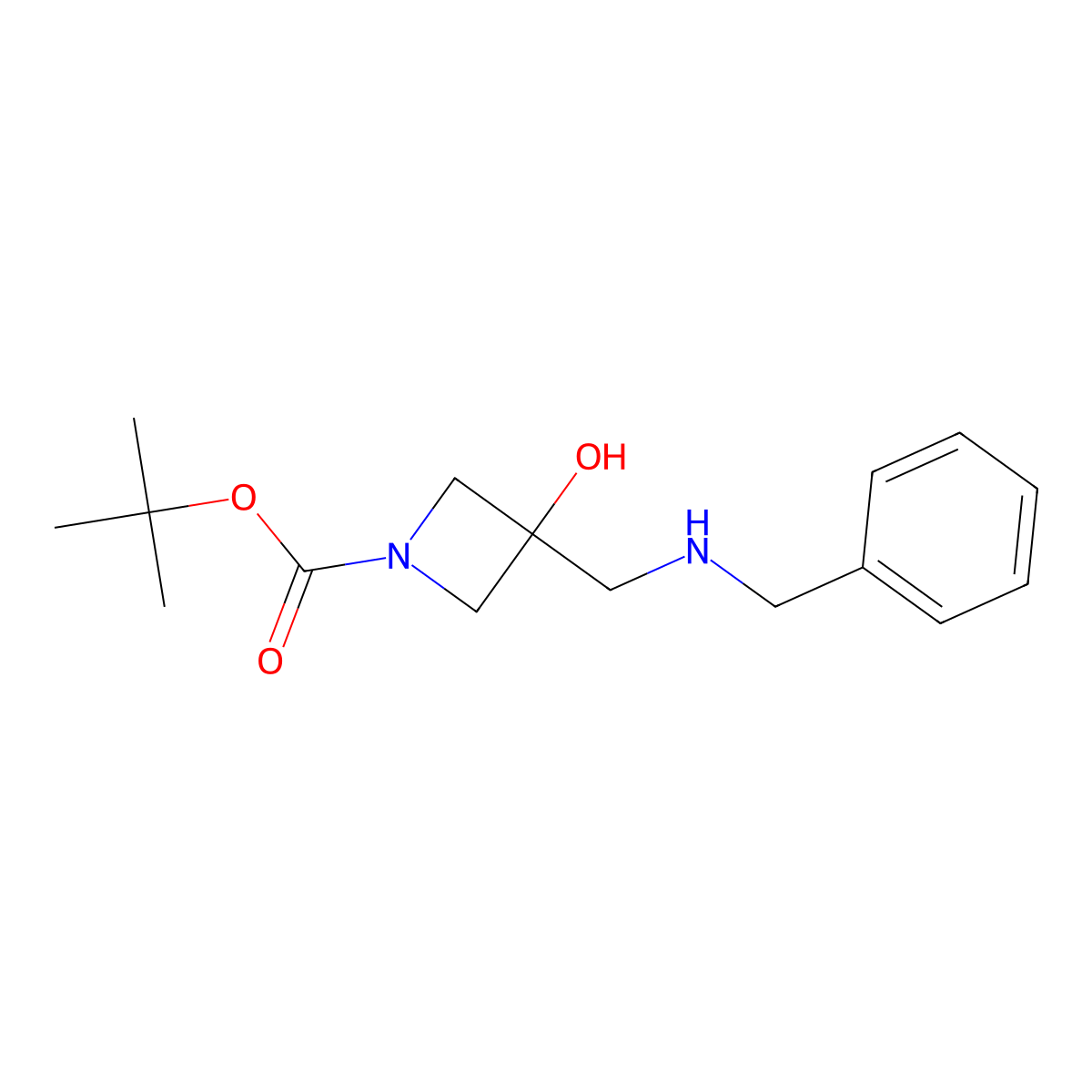 Tert-butyl 3-[(benzylamino)methyl]-3-hydroxyazetidine-1-carboxylate molecular structure, CAS 1803589-47-0