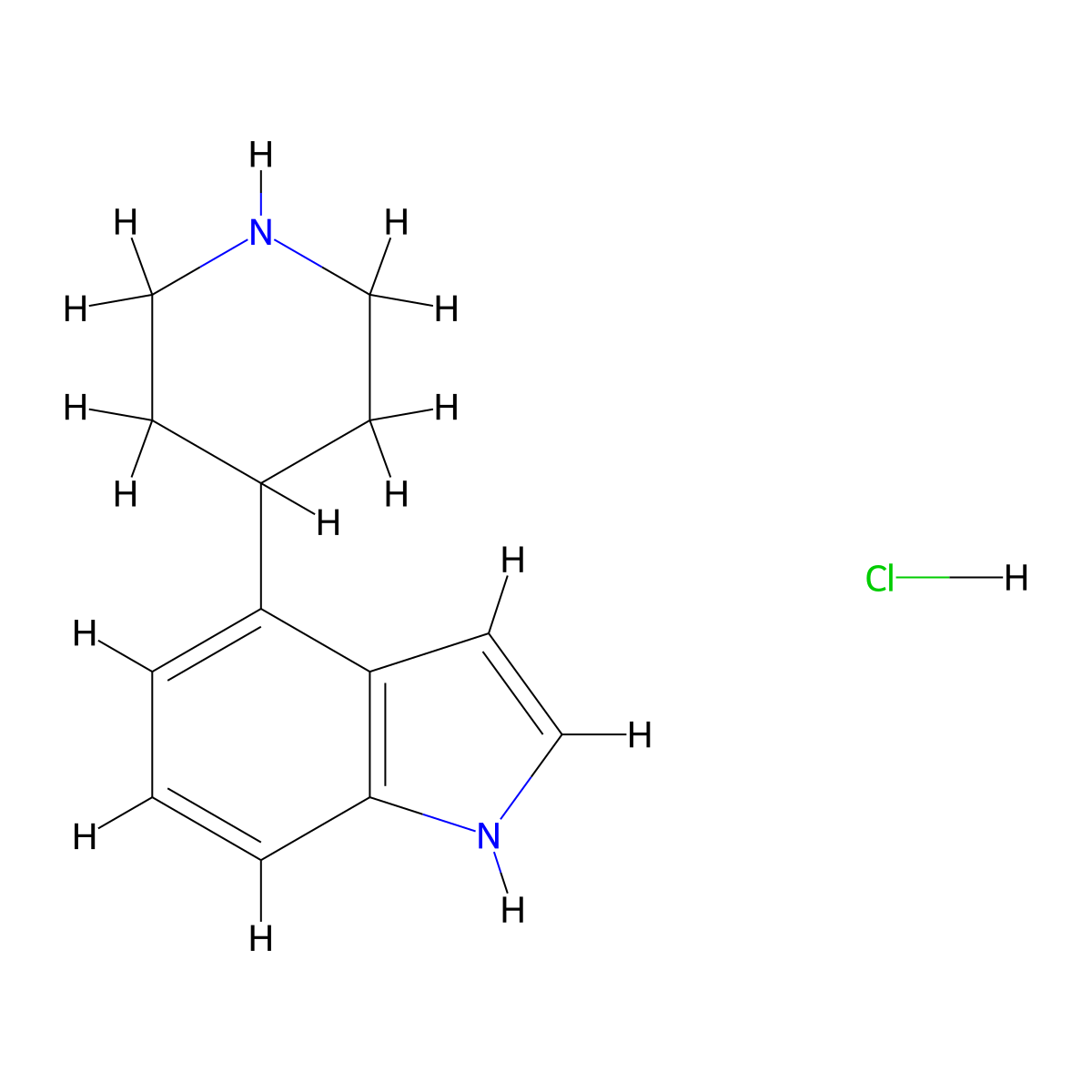 4-(piperidin-4-yl)-1H-indole hydrochloride molecular structure, CAS 1803589-50-5