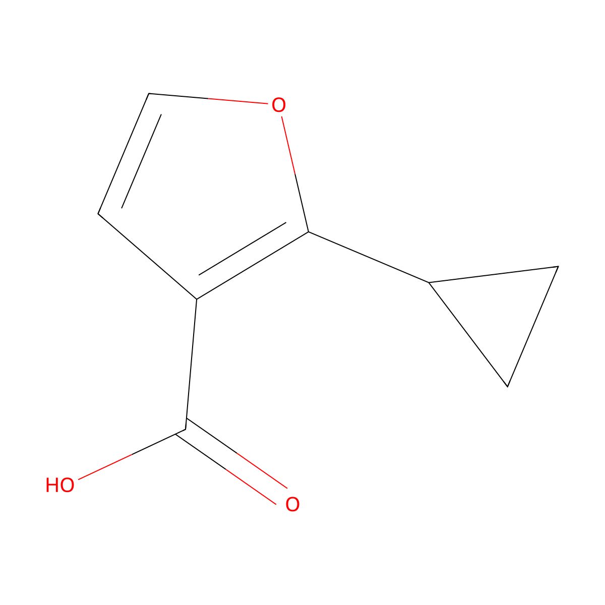 2-Cyclopropylfuran-3-carboxylic acid molecular structure, CAS 1803589-51-6