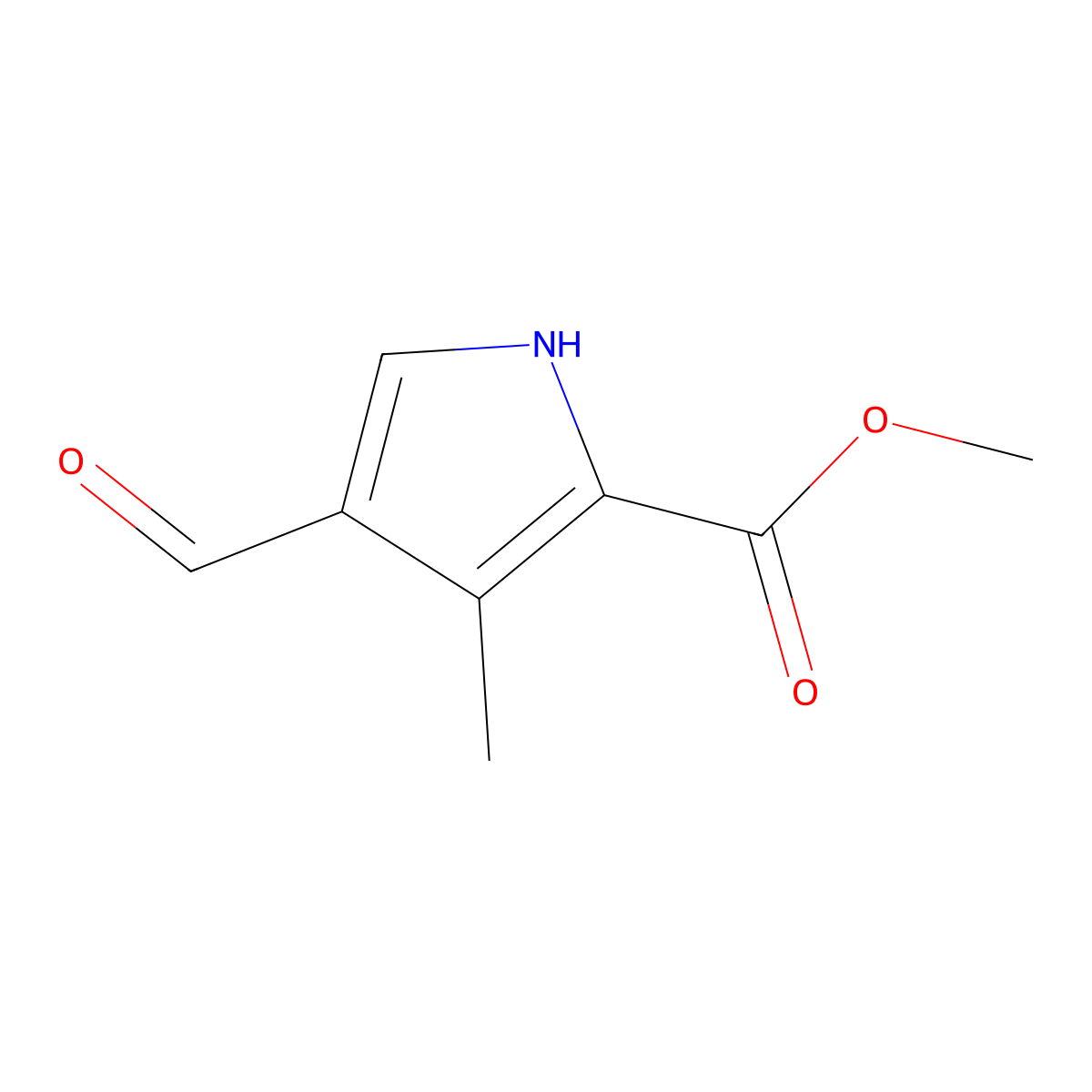 methyl 4-formyl-3-methyl-1H-pyrrole-2-carboxylate molecular structure, CAS 1803589-57-2