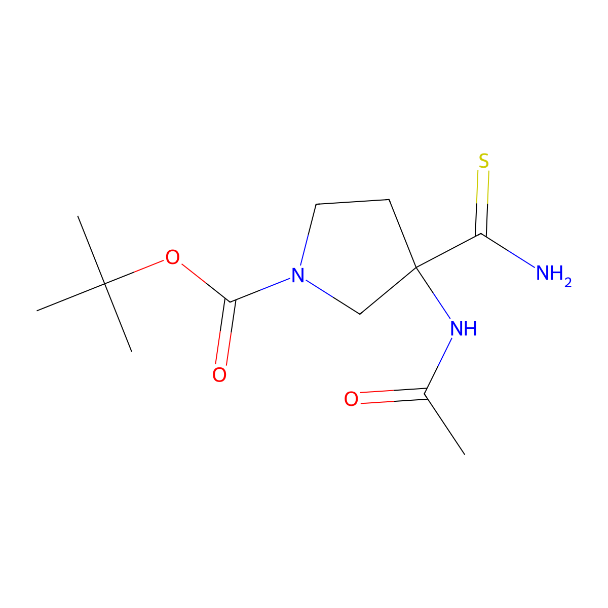 Tert-butyl 3-carbamothioyl-3-acetamidopyrrolidine-1-carboxylate molecular structure, CAS 1803589-62-9