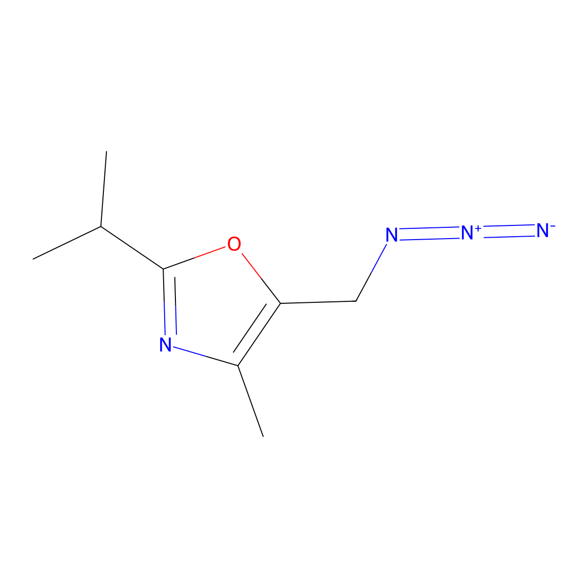 5-(Azidomethyl)-4-methyl-2-(propan-2-yl)-1,3-oxazole molecular structure, CAS 1803589-64-1