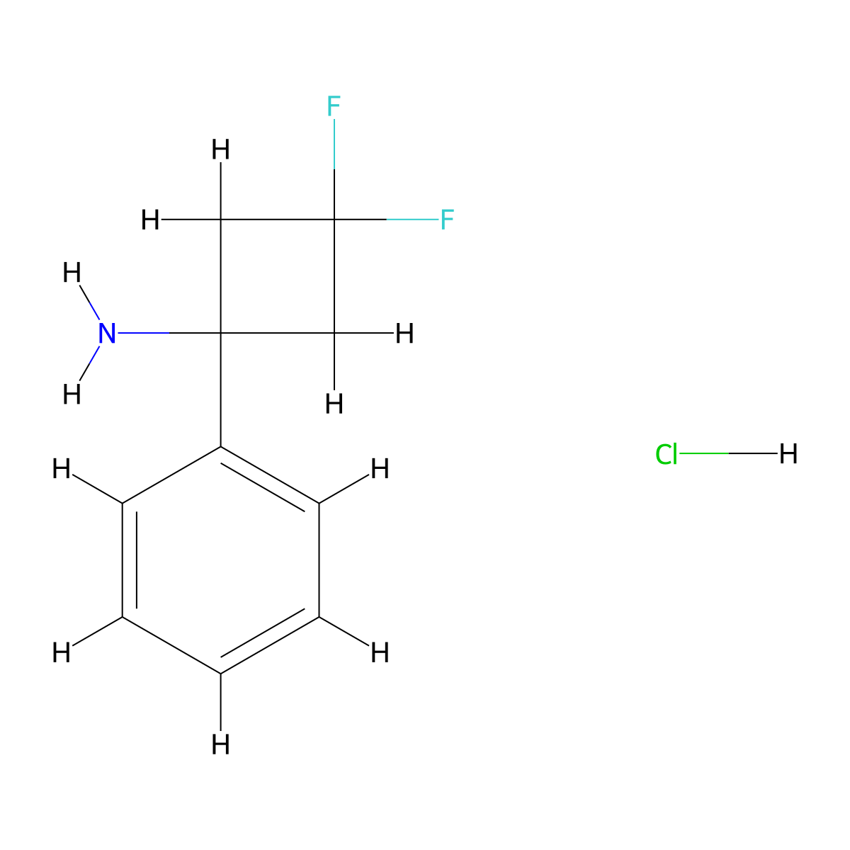 3,3-Difluoro-1-phenylcyclobutan-1-amine hydrochloride molecular structure, CAS 1803589-73-2