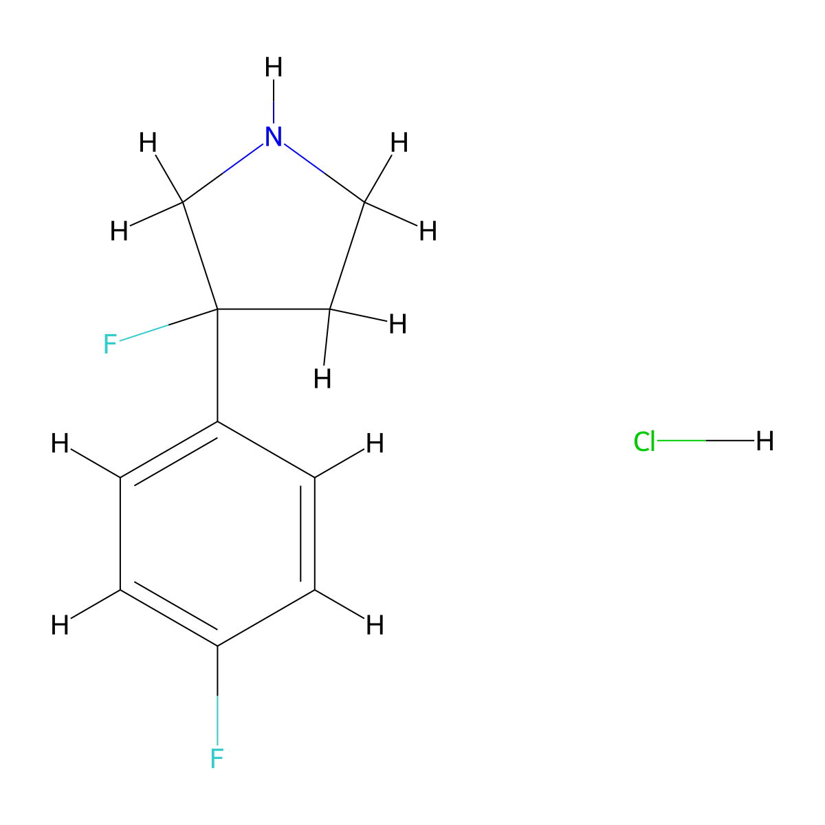 3-Fluoro-3-(4-fluorophenyl)pyrrolidine hydrochloride molecular structure, CAS 1803589-76-5