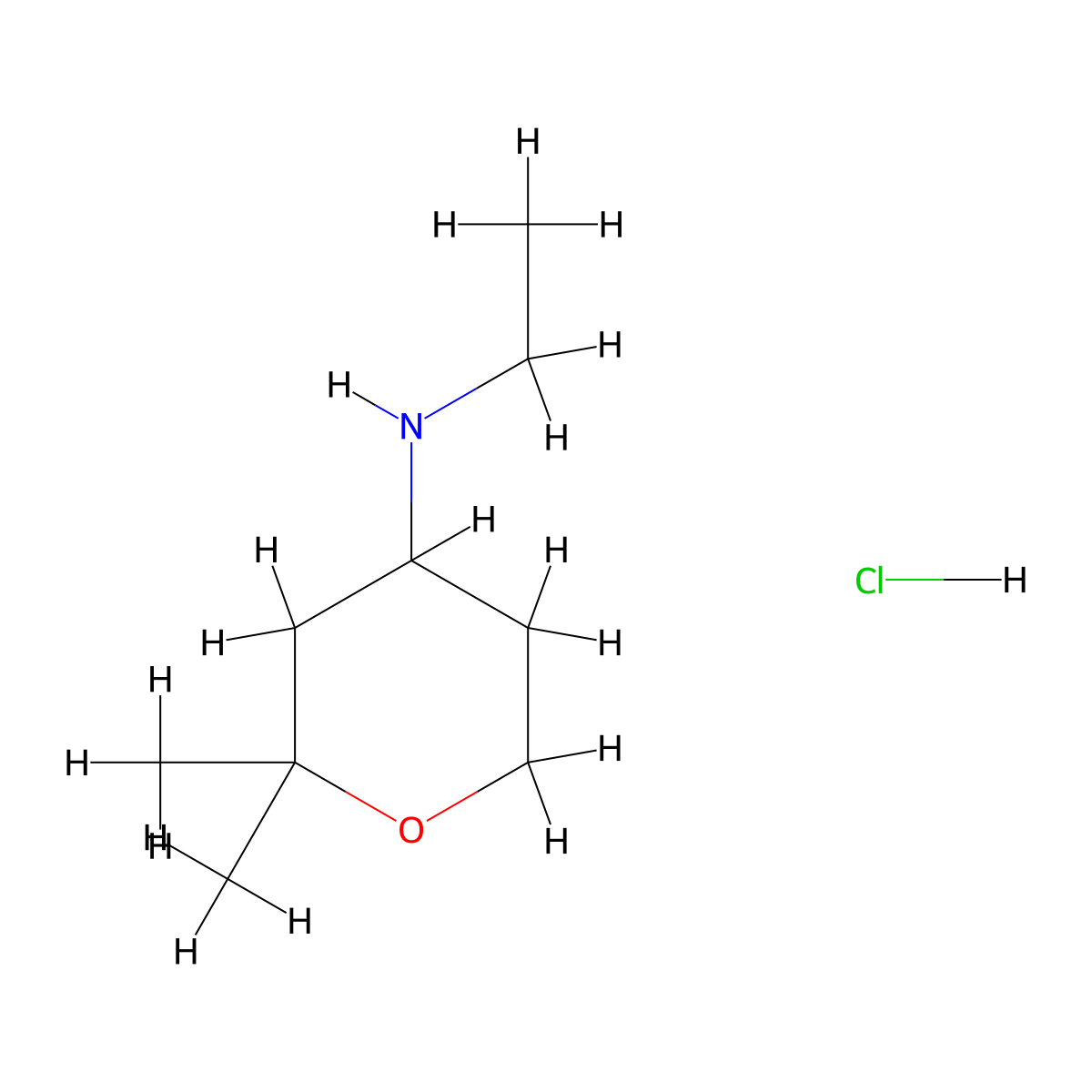 N-ethyl-2,2-dimethyloxan-4-amine hydrochloride molecular structure, CAS 1803589-79-8
