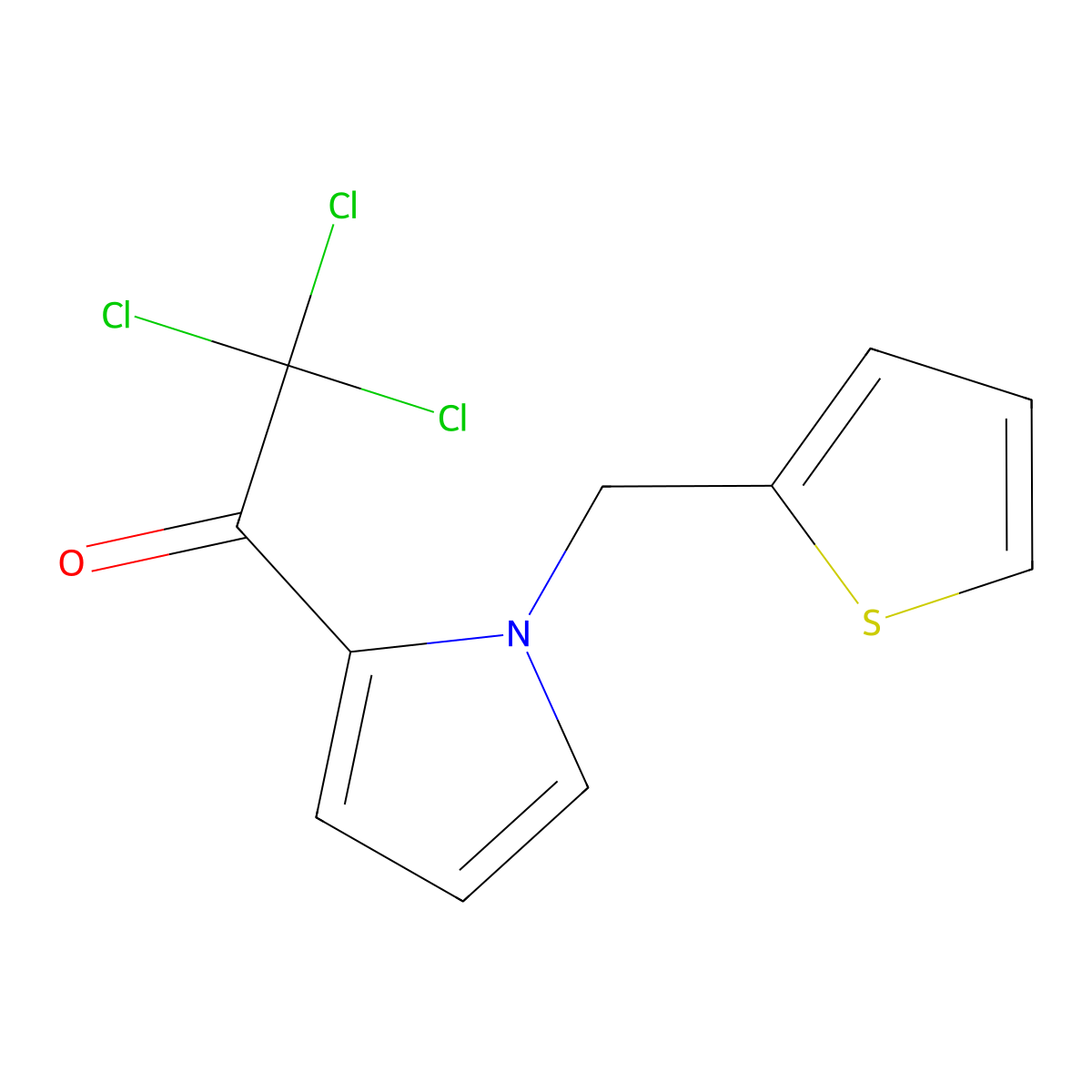 2,2,2-trichloro-1-[1-(thiophen-2-ylmethyl)-1H-pyrrol-2-yl]ethan-1-one molecular structure, CAS 1803589-82-3