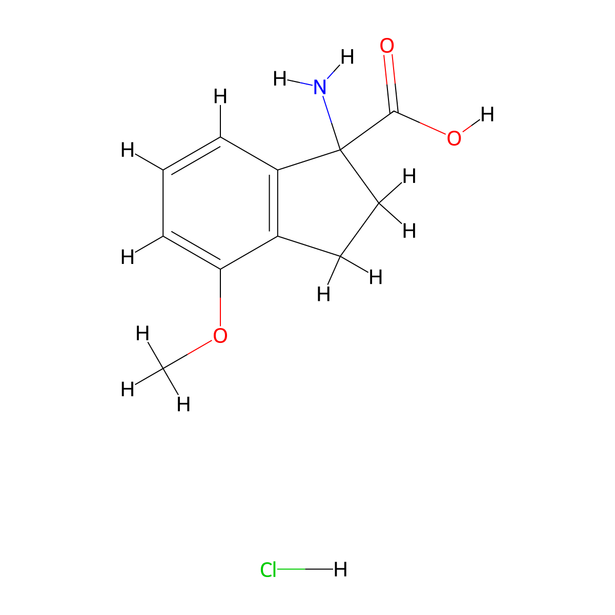 1-amino-4-methoxy-2,3-dihydro-1H-indene-1-carboxylic acid hydrochloride molecular structure, CAS 1803589-84-5
