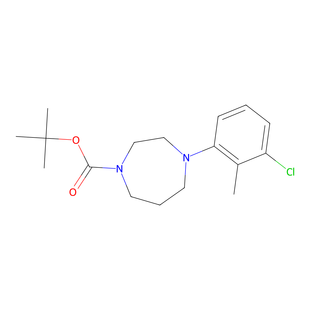 Tert-butyl 4-(3-chloro-2-methylphenyl)-1,4-diazepane-1-carboxylate molecular structure, CAS 1803589-92-5