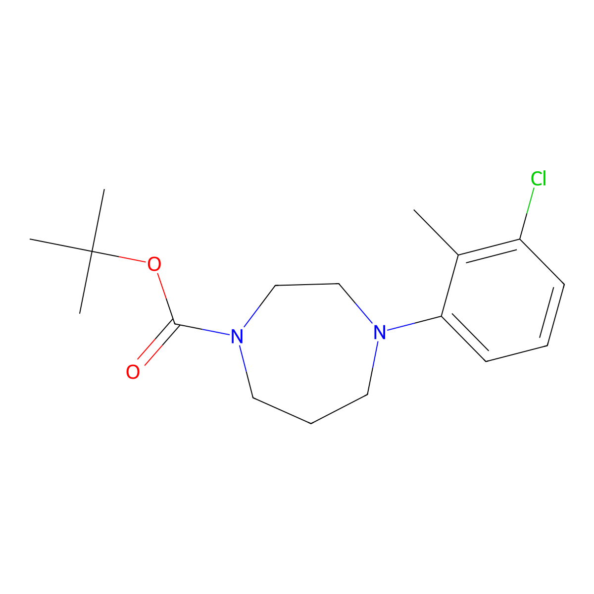 Tert-butyl 4-(3-chloro-2-methylphenyl)-1,4-diazepane-1-carboxylate molecular structure, CAS 1803589-92-5