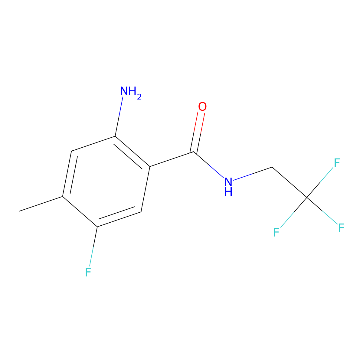 2-amino-5-fluoro-4-methyl-N-(2,2,2-trifluoroethyl)benzamide molecular structure, CAS 1803589-94-7