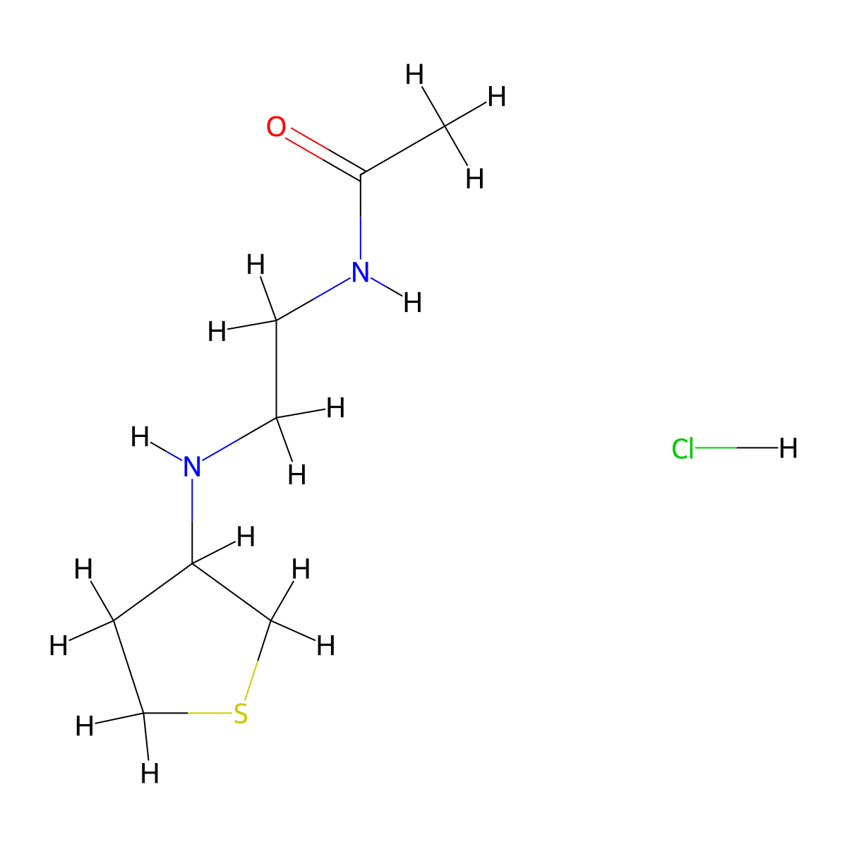 N-{2-[(thiolan-3-yl)amino]ethyl}acetamide hydrochloride molecular structure, CAS 1803590-00-2