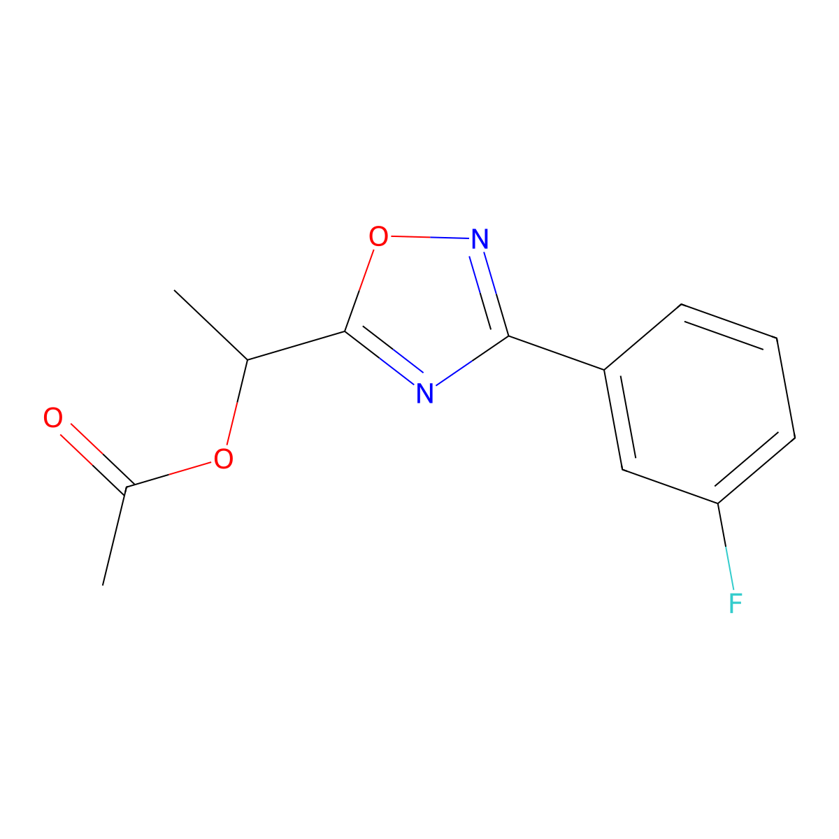 1-[3-(3-Fluorophenyl)-1,2,4-oxadiazol-5-yl]ethyl acetate molecular structure, CAS 1803590-04-6