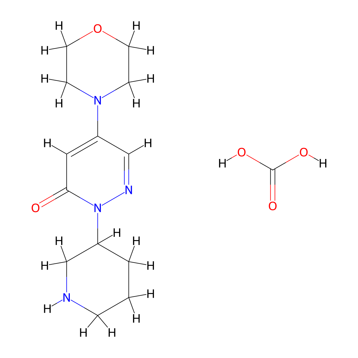 5-(Morpholin-4-yl)-2-(piperidin-3-yl)-2,3-dihydropyridazin-3-one; carbonic acid molecular structure, CAS 1803590-07-9