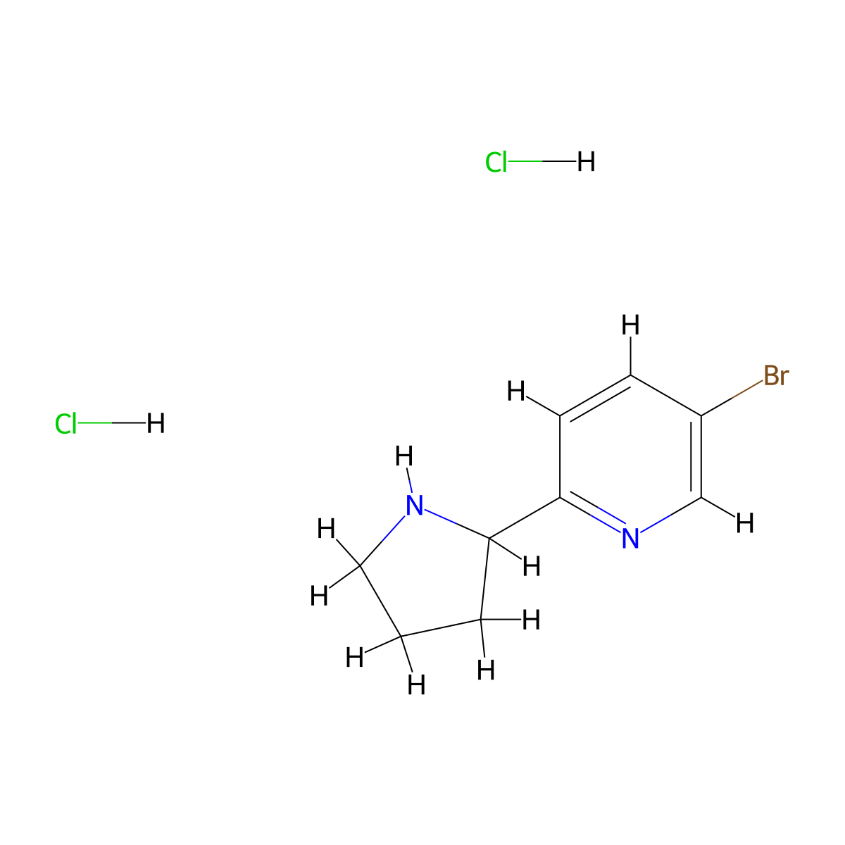 5-Bromo-2-(pyrrolidin-2-yl)pyridine dihydrochloride molecular structure, CAS 1803590-14-8