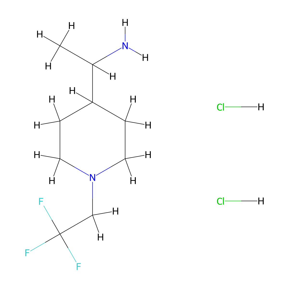1-[1-(2,2,2-Trifluoroethyl)piperidin-4-yl]ethan-1-amine dihydrochloride molecular structure, CAS 1803590-17-1