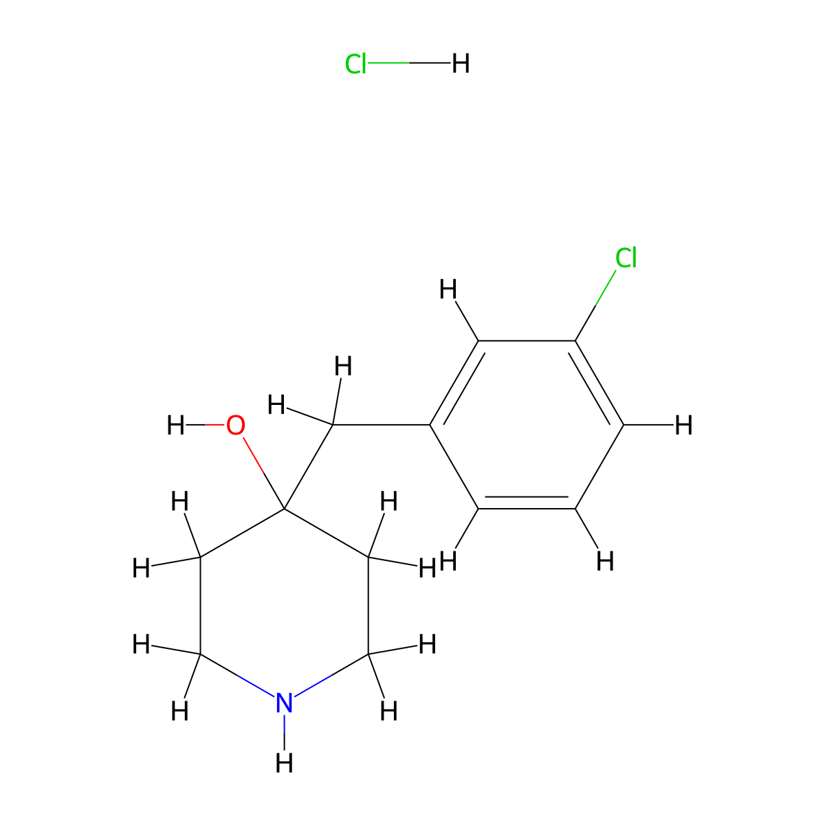 4-[(3-Chlorophenyl)methyl]piperidin-4-ol hydrochloride molecular structure, CAS 1803590-21-7