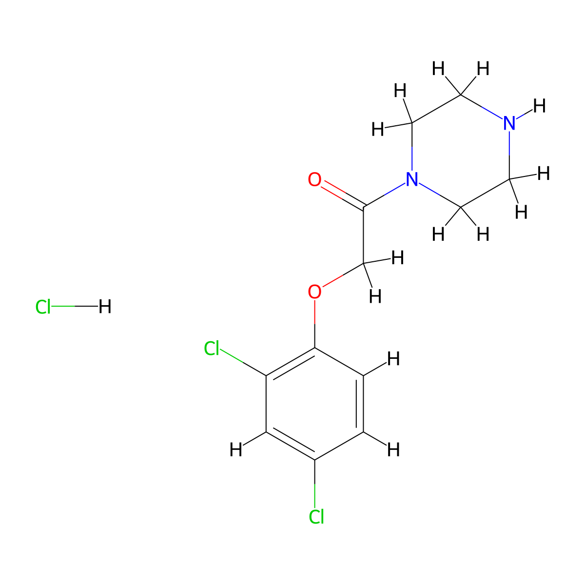 2-(2,4-Dichlorophenoxy)-1-(piperazin-1-yl)ethan-1-one hydrochloride molecular structure, CAS 1803590-23-9