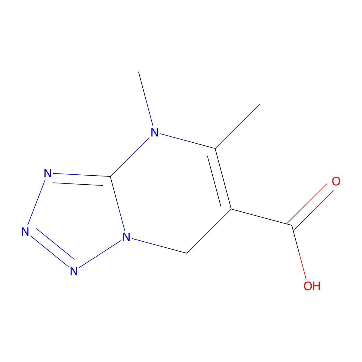 4,5-dimethyl-4H,7H-(1,2,3,4)tetrazolo(1,5-a)pyrimidine-6-carboxylic acid molecular structure, CAS 1803590-28-4