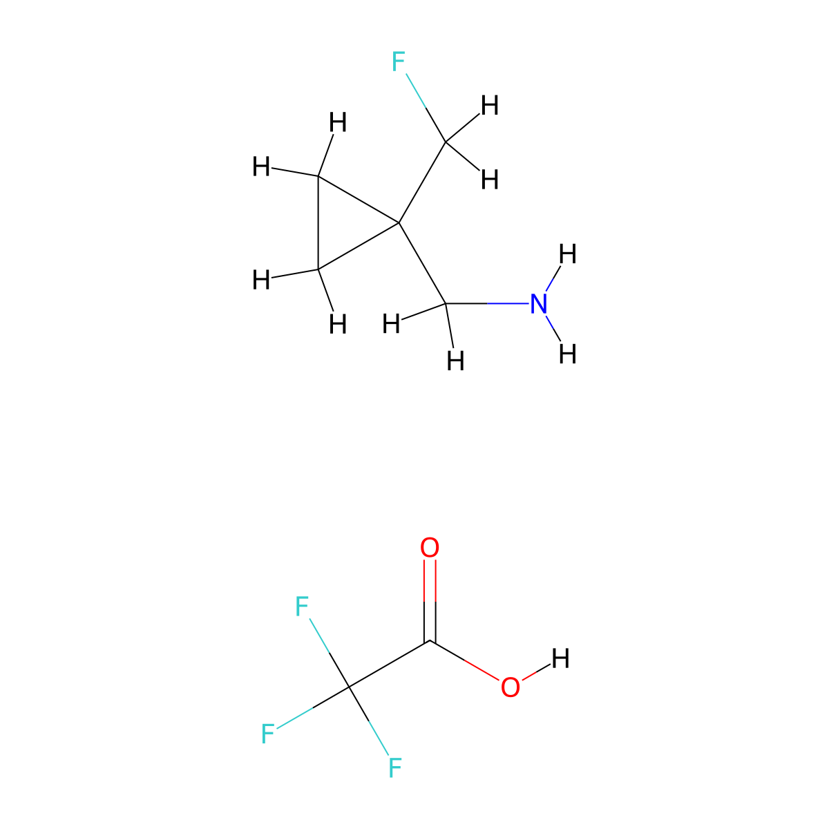 (1-(Fluoromethyl)cyclopropyl)methanamine; trifluoroacetic acid molecular structure, CAS 1803590-29-5