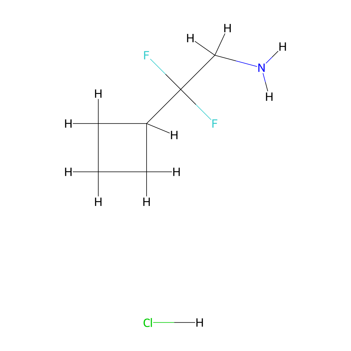 2-Cyclobutyl-2,2-difluoroethan-1-amine hydrochloride molecular structure, CAS 1803590-31-9