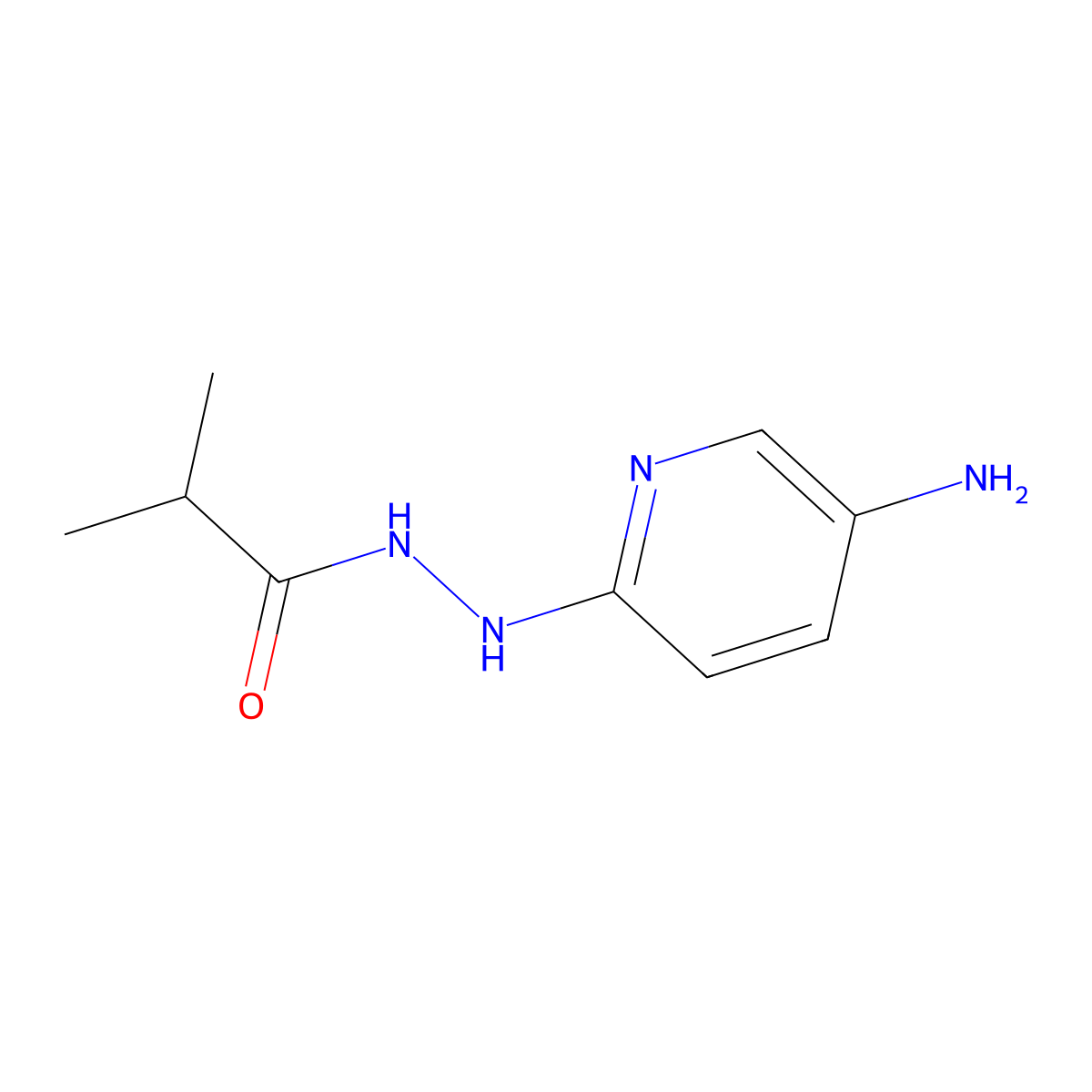 N'-(5-aminopyridin-2-yl)-2-methylpropanehydrazide molecular structure, CAS 1803590-39-7