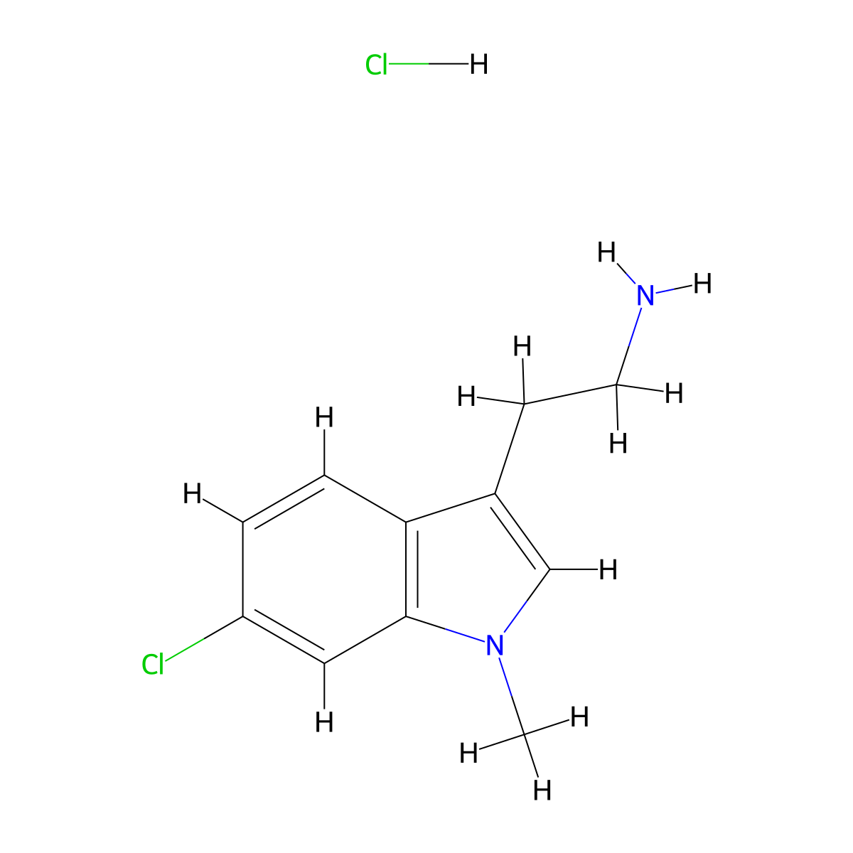 2-(6-chloro-1-methyl-1H-indol-3-yl)ethan-1-amine hydrochloride molecular structure, CAS 1803590-42-2