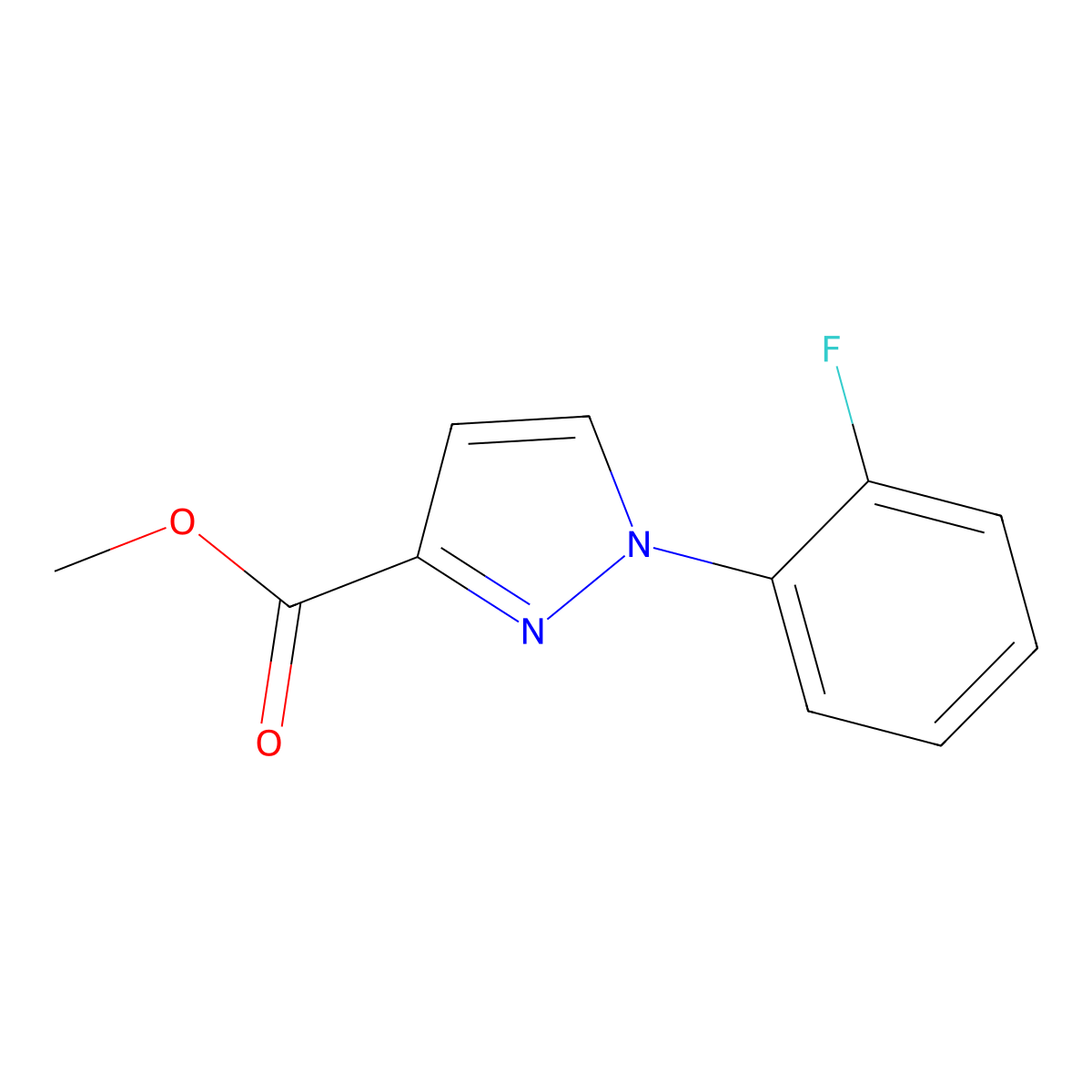 methyl 1-(2-fluorophenyl)-1H-pyrazole-3-carboxylate molecular structure, CAS 1803590-43-3