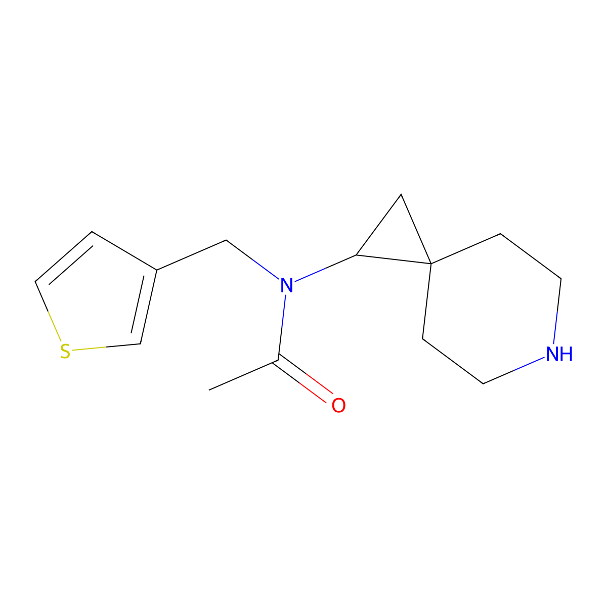 N-{6-azaspiro[2.5]octan-1-yl}-N-(thiophen-3-ylmethyl)acetamide molecular structure, CAS 1803590-47-7