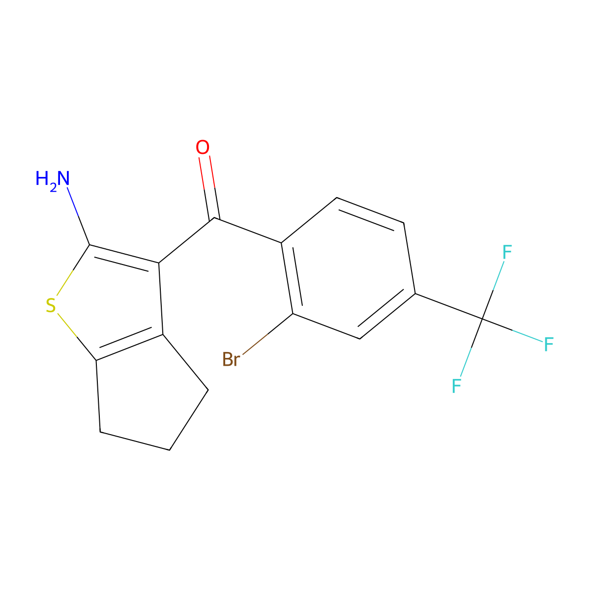 3-[2-bromo-4-(trifluoromethyl)benzoyl]-4H,5H,6H-cyclopenta[b]thiophen-2-amine molecular structure, CAS 1803590-48-8