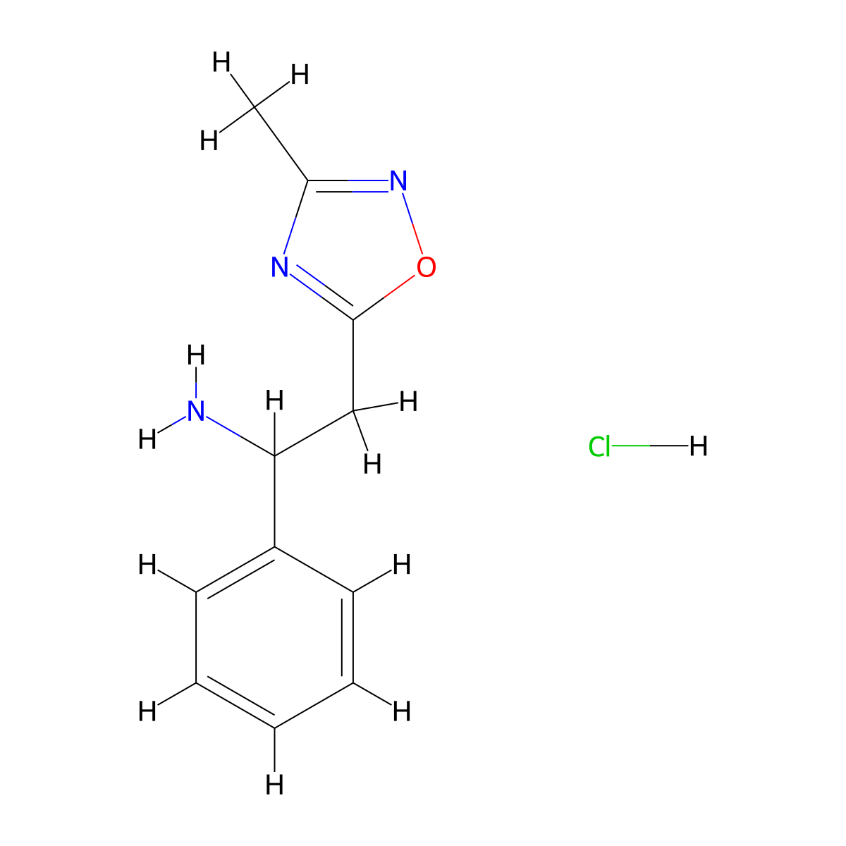 2-(3-Methyl-1,2,4-oxadiazol-5-yl)-1-phenylethan-1-amine hydrochloride molecular structure, CAS 1803590-55-7