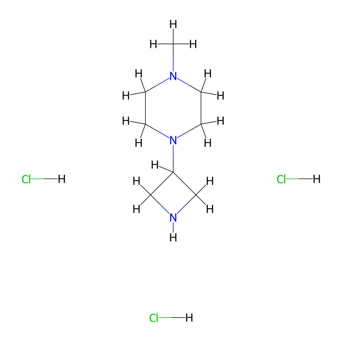 1-(Azetidin-3-yl)-4-methylpiperazine trihydrochloride molecular structure, CAS 1803590-57-9