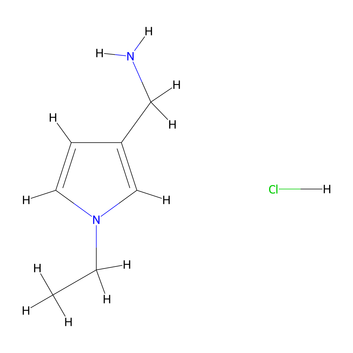 (1-ethyl-1H-pyrrol-3-yl)methanamine hydrochloride molecular structure, CAS 1803590-59-1