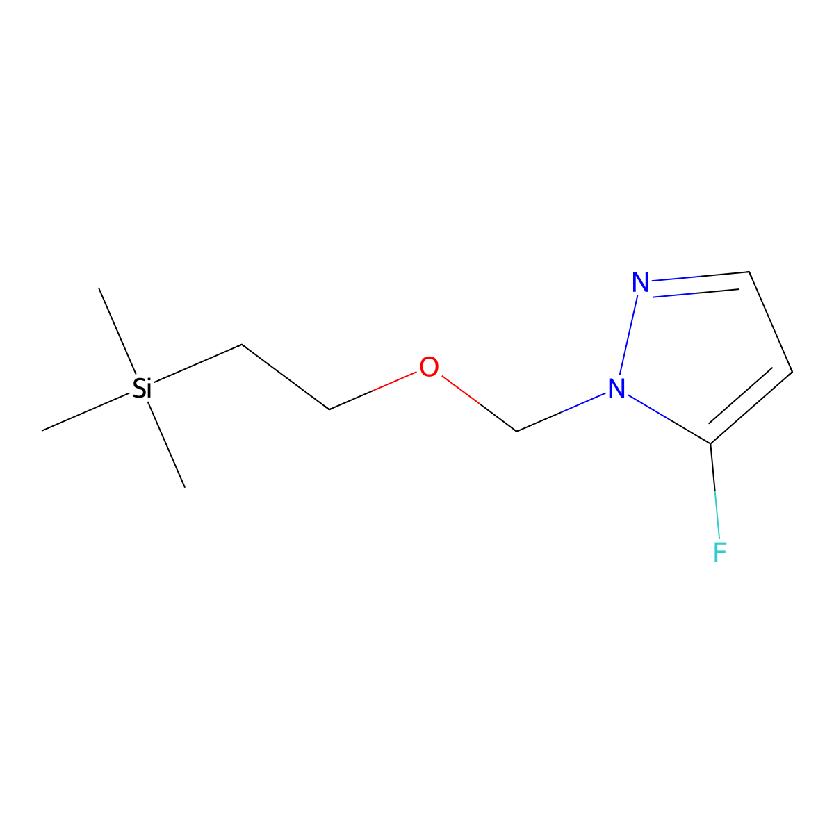 5-fluoro-1-{[2-(trimethylsilyl)ethoxy]methyl}-1H-pyrazole molecular structure, CAS 1803590-60-4