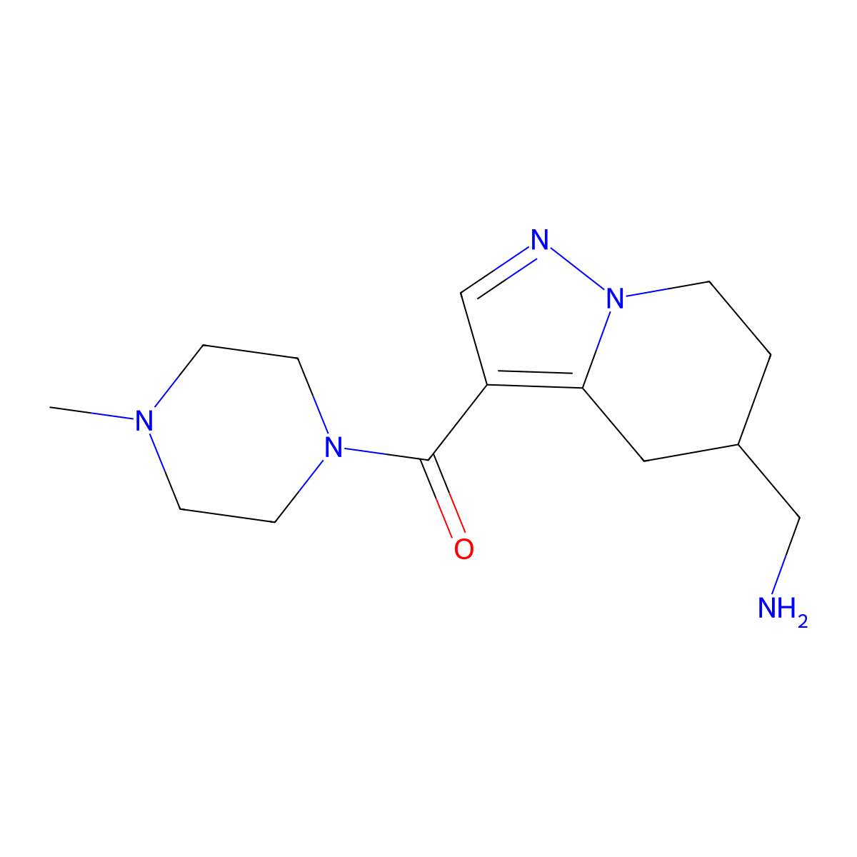 [3-(4-methylpiperazine-1-carbonyl)-4H,5H,6H,7H-pyrazolo[1,5-a]pyridin-5-yl]methanamine molecular structure, CAS 1803590-65-9