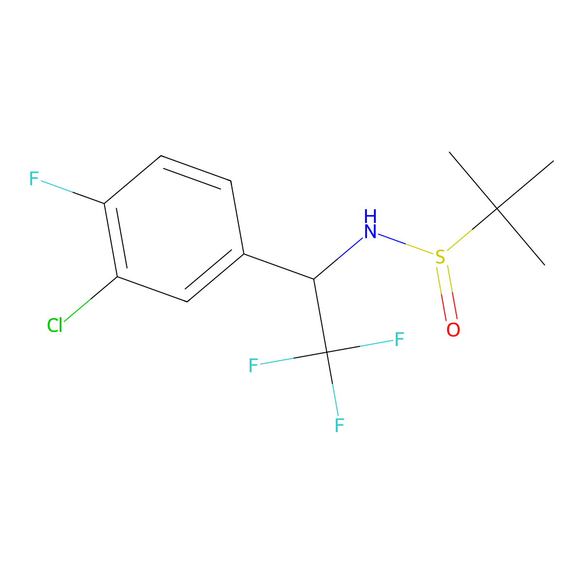 N-[1-(3-chloro-4-fluorophenyl)-2,2,2-trifluoroethyl]-2-methylpropane-2-sulfinamide molecular structure, CAS 1803590-70-6