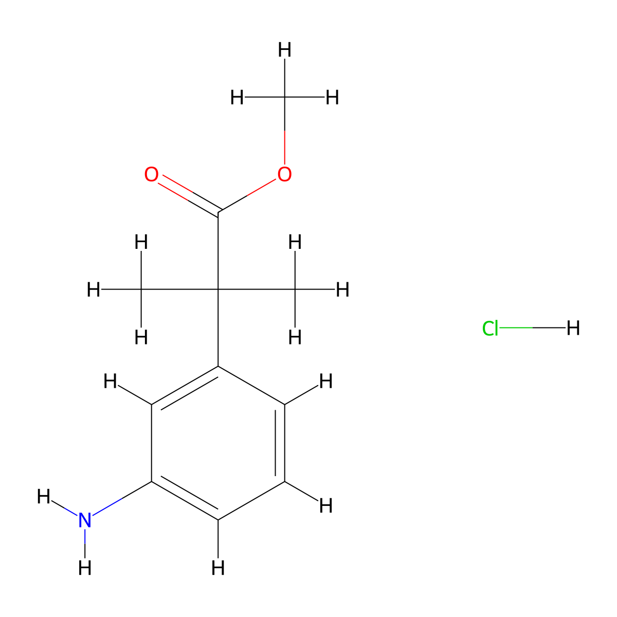 Methyl 2-(3-aminophenyl)-2-methylpropanoate hydrochloride molecular structure, CAS 1803590-73-9