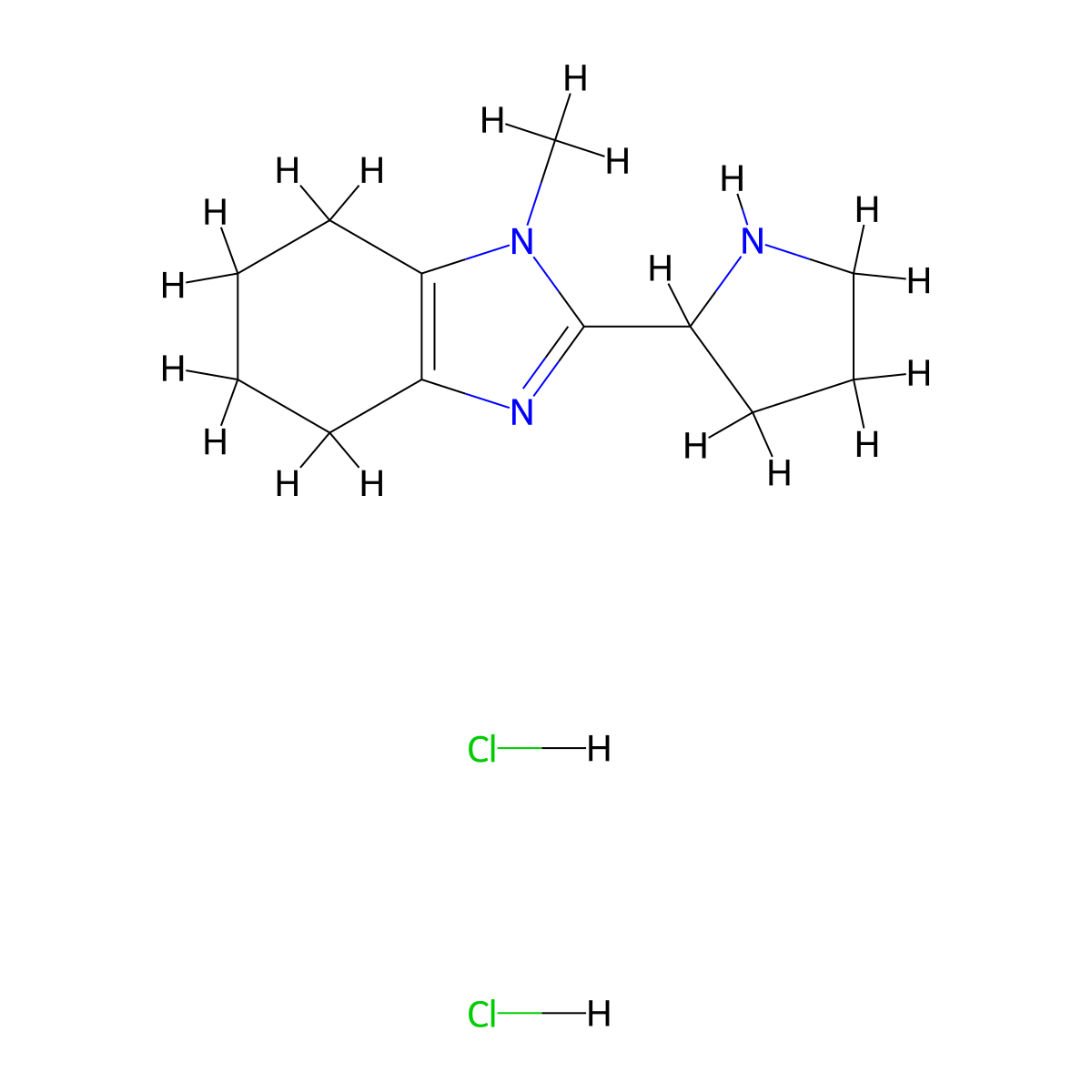 1-methyl-2-(pyrrolidin-2-yl)-4,5,6,7-tetrahydro-1H-1,3-benzodiazole dihydrochloride molecular structure, CAS 1803590-76-2
