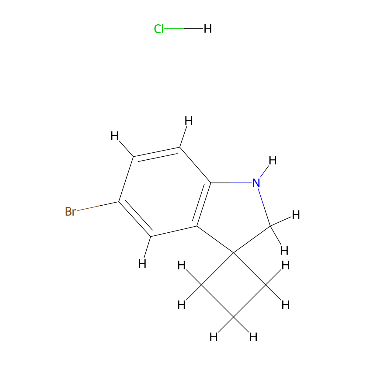 5'-Bromo-1',2'-dihydrospiro[cyclobutane-1,3'-indole] hydrochloride molecular structure, CAS 1803590-79-5