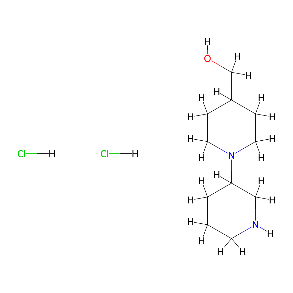 [1-(Piperidin-3-yl)piperidin-4-yl]methanol dihydrochloride molecular structure, CAS 1803590-80-8