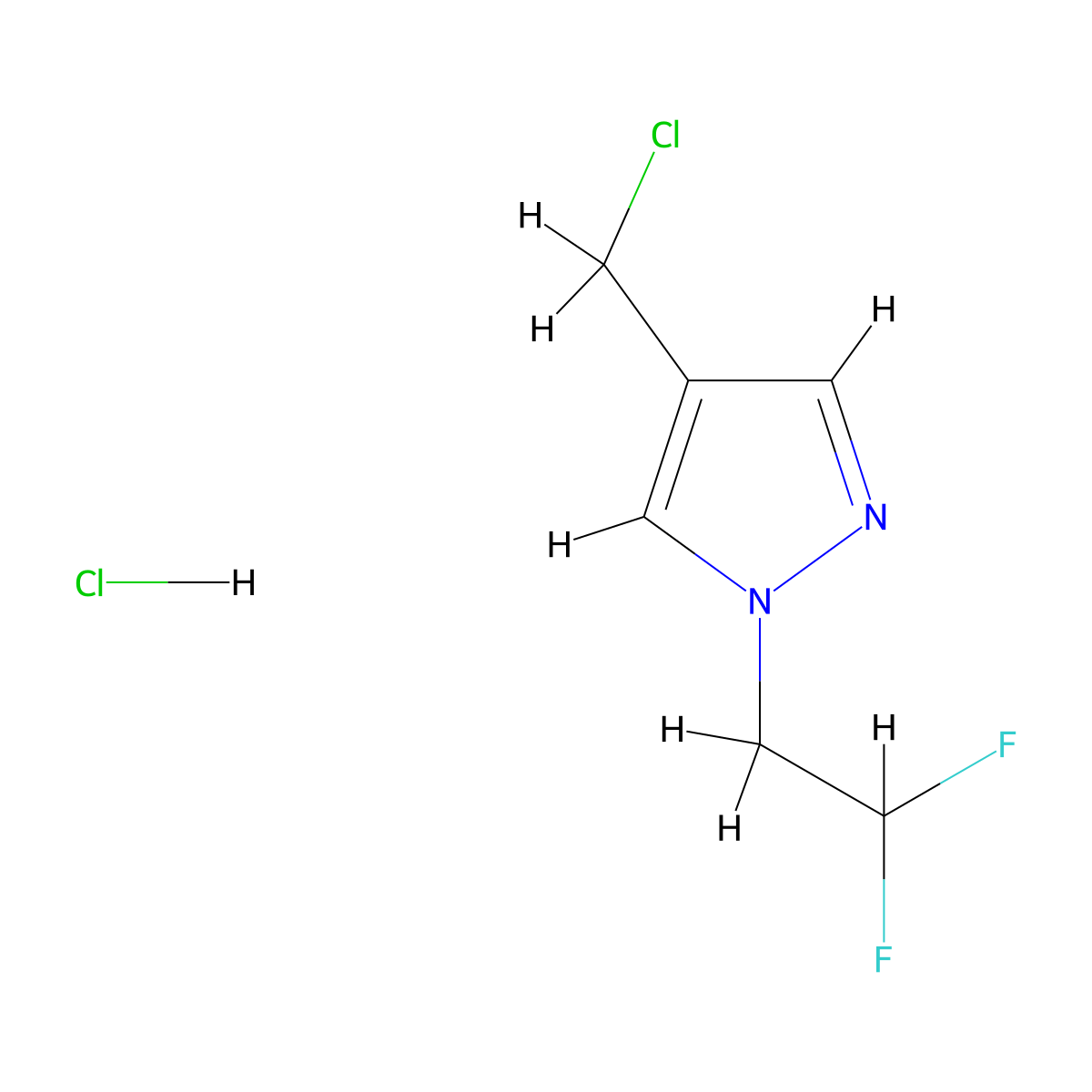 4-(chloromethyl)-1-(2,2-difluoroethyl)-1H-pyrazole hydrochloride molecular structure, CAS 1803590-81-9
